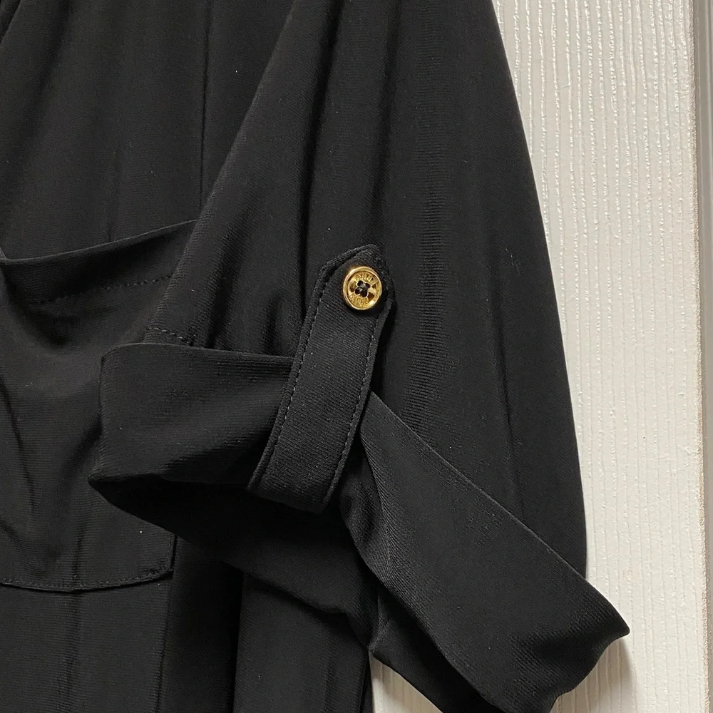 Anne Klein Plus Black Blouse with Gold Button Detail - Picture 4 of 5